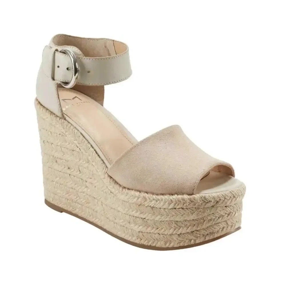 Marc Fisher Alida Tan Suede Platform Ankle Strap Espadrilles‎ Sz 6.5